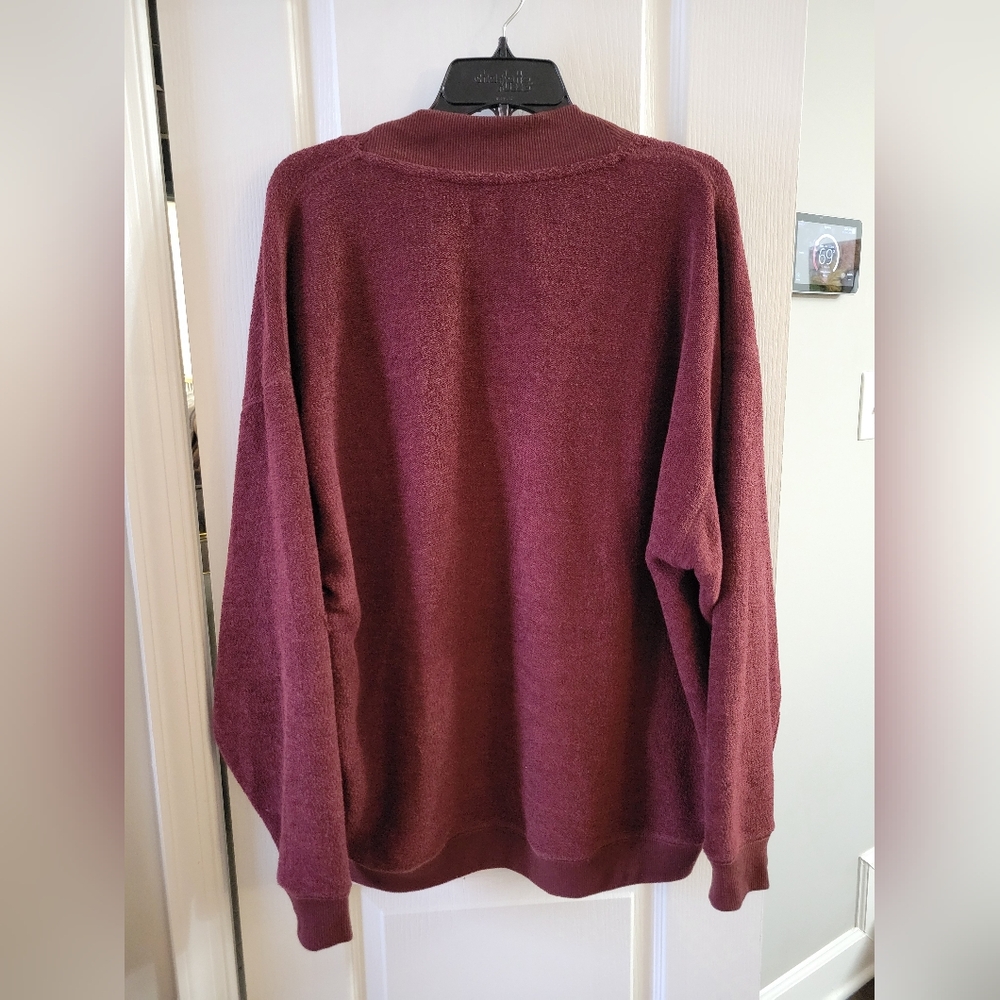 BDG Urban Outfitters V-Neck Oversized Sweatshirt French Terry Burgundy Large - Picture 6 of 8